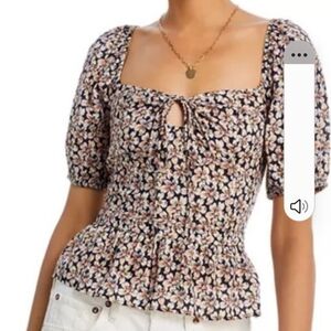 NWT PAIGE Azul Medium Puff sleeve smocked top